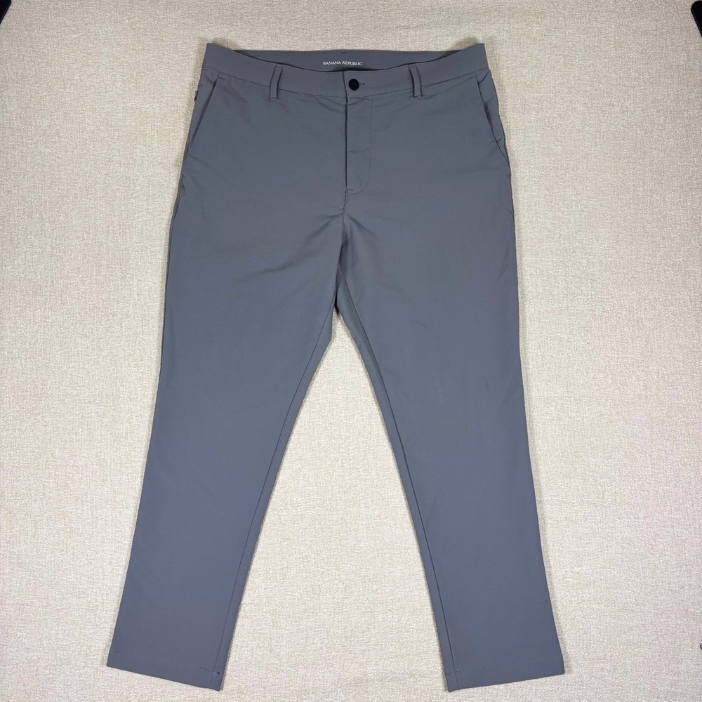 Banana Republic Core Temp Mens Gray Slim Straight Chino Pants 36x30 Stretch